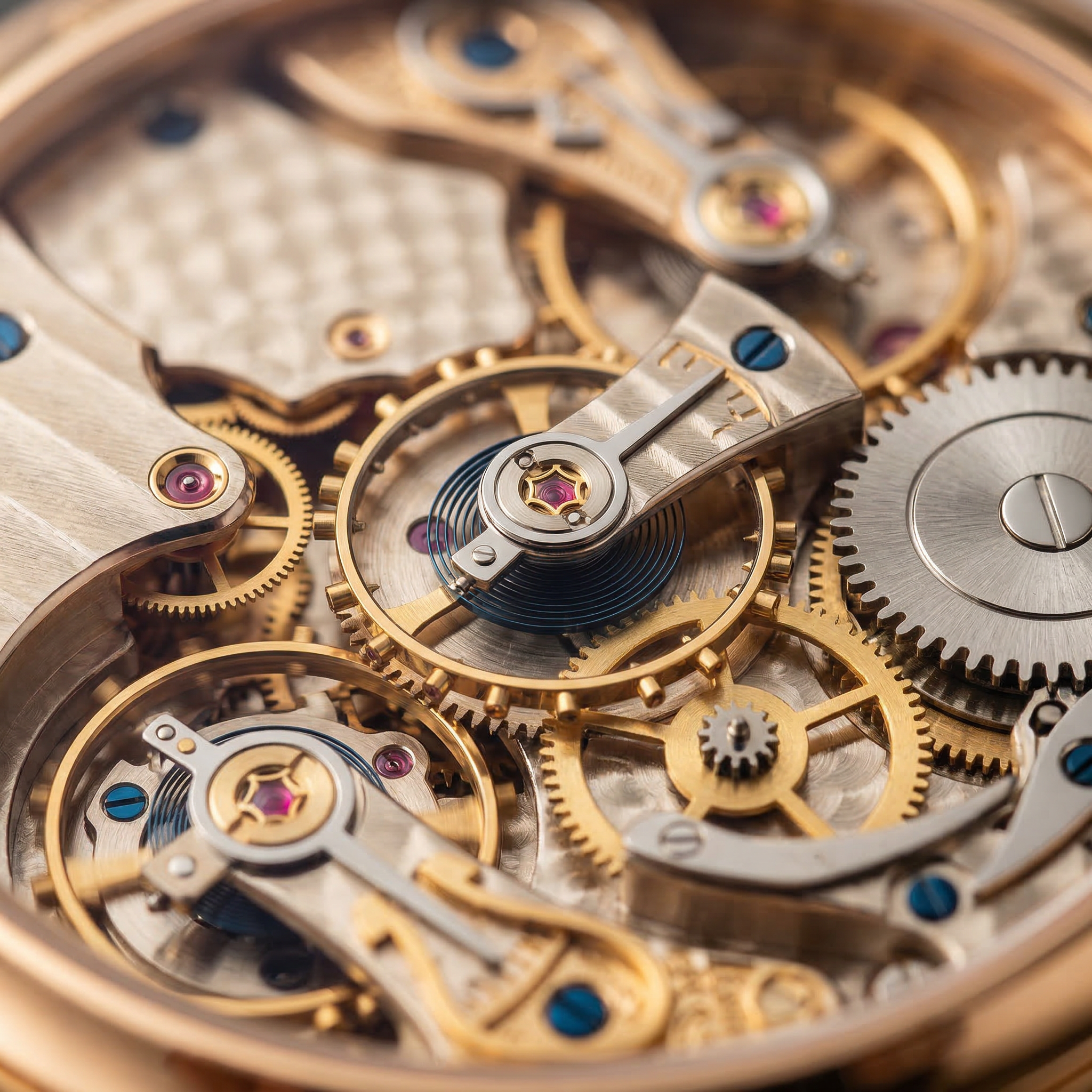 Intricate watch movement gears — precision systems that compound